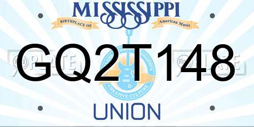 GQ2T148 Mississippi License Plate