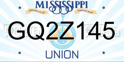 GQ2Z145 Mississippi License Plate