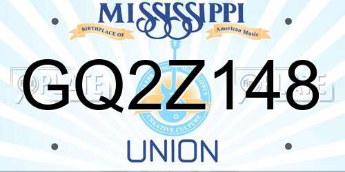 GQ2Z148 Mississippi License Plate