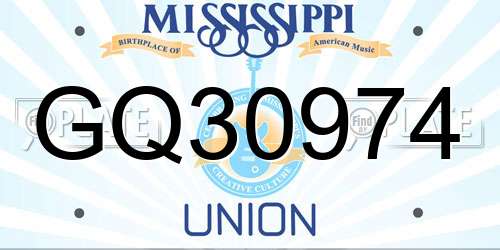 GQ30974 Mississippi License Plate