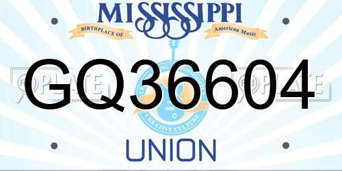 GQ36604 Mississippi License Plate