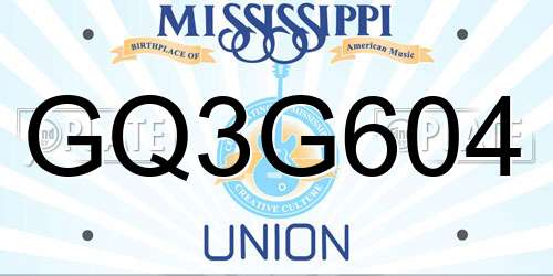 GQ3G604 Mississippi License Plate