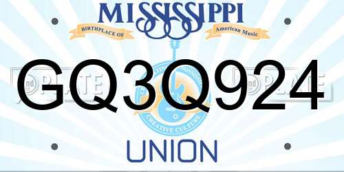 GQ3Q924 Mississippi License Plate