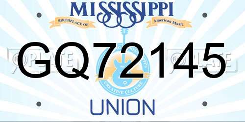 GQ72145 Mississippi License Plate