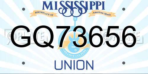 GQ73656 Mississippi License Plate