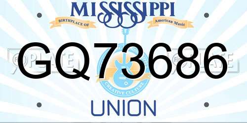 GQ73686 Mississippi License Plate