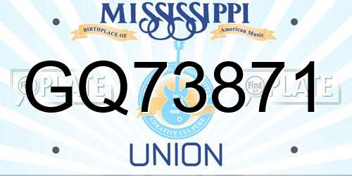 GQ73871 Mississippi License Plate