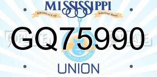 GQ75990 Mississippi License Plate