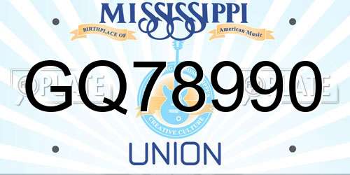 GQ78990 Mississippi License Plate