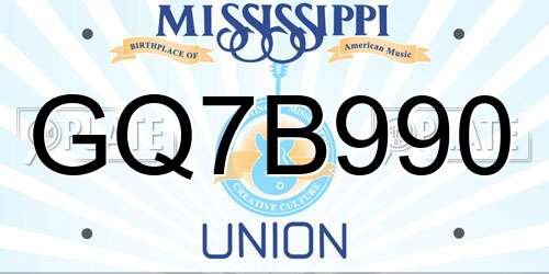 GQ7B990 Mississippi License Plate
