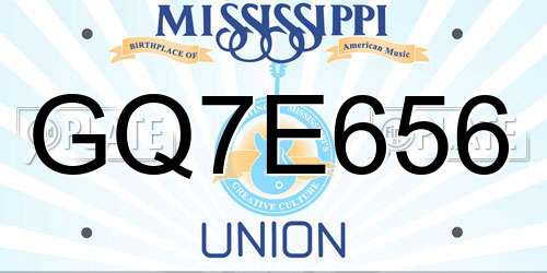 GQ7E656 Mississippi License Plate