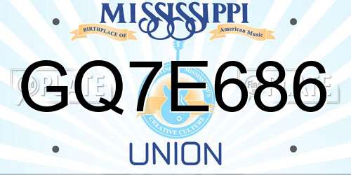 GQ7E686 Mississippi License Plate