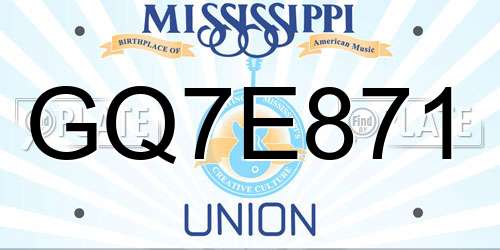 GQ7E871 Mississippi License Plate