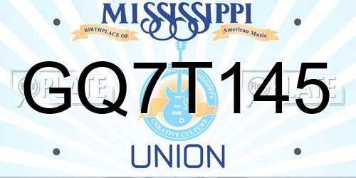 GQ7T145 Mississippi License Plate