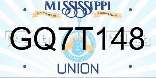 GQ7T148 Mississippi License Plate