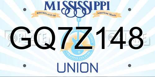 GQ7Z148 Mississippi License Plate