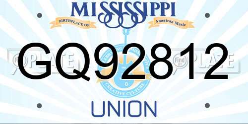 GQ92812 Mississippi License Plate