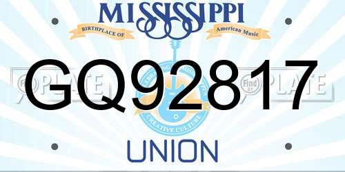 GQ92817 Mississippi License Plate