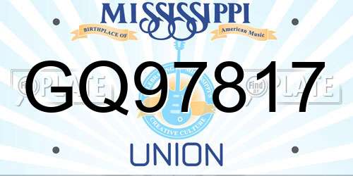GQ97817 Mississippi License Plate