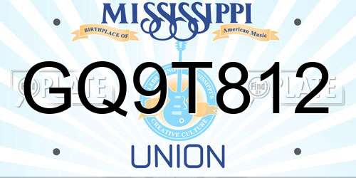 GQ9T812 Mississippi License Plate