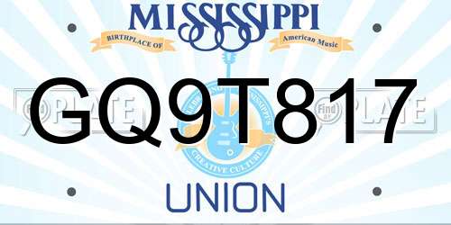 GQ9T817 Mississippi License Plate
