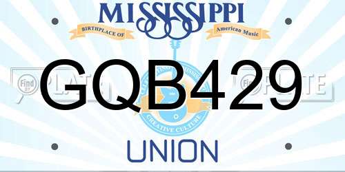 GQB429 Mississippi License Plate