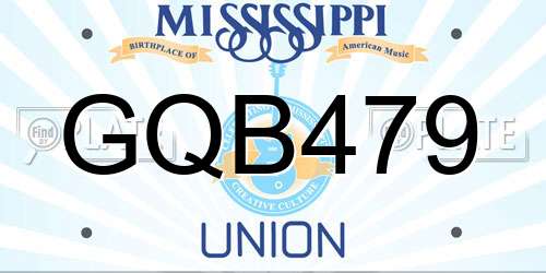 GQB479 Mississippi License Plate