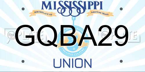 GQBA29 Mississippi License Plate