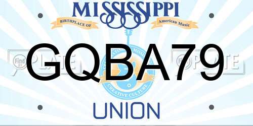 GQBA79 Mississippi License Plate