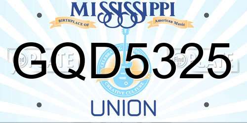 GQD5325 Mississippi License Plate