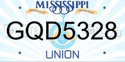 GQD5328 Mississippi License Plate