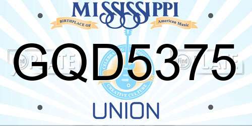 GQD5375 Mississippi License Plate