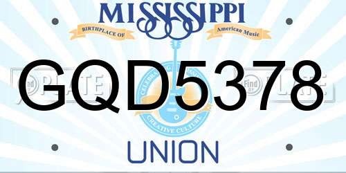 GQD5378 Mississippi License Plate