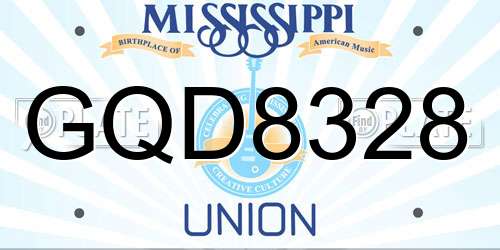 GQD8328 Mississippi License Plate