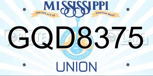 GQD8375 Mississippi License Plate