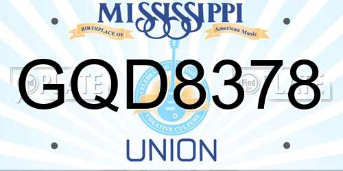 GQD8378 Mississippi License Plate