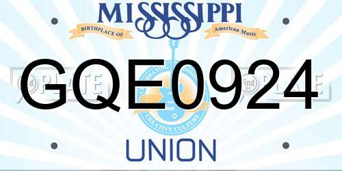 GQE0924 Mississippi License Plate