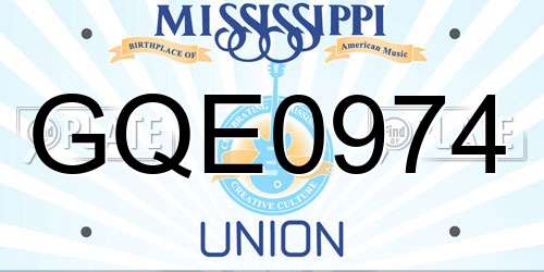 GQE0974 Mississippi License Plate