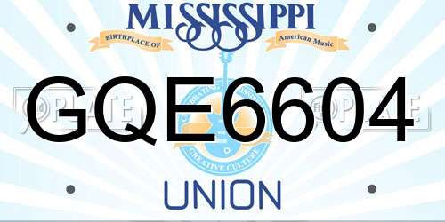 GQE6604 Mississippi License Plate