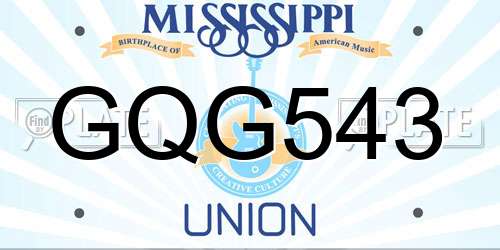 GQG543 Mississippi License Plate