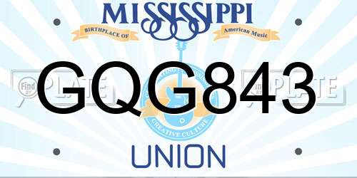 GQG843 Mississippi License Plate
