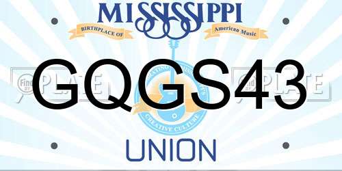 GQGS43 Mississippi License Plate
