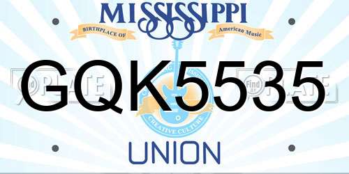 GQK5535 Mississippi License Plate