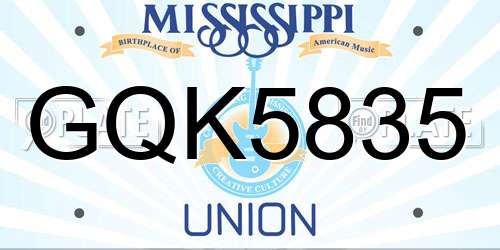 GQK5835 Mississippi License Plate