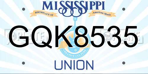 GQK8535 Mississippi License Plate