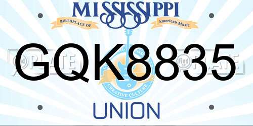 GQK8835 Mississippi License Plate