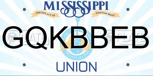 GQKBBEB Mississippi License Plate