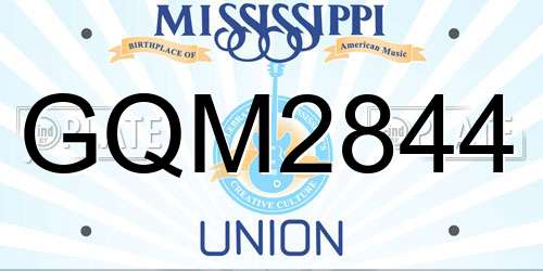 GQM2844 Mississippi License Plate