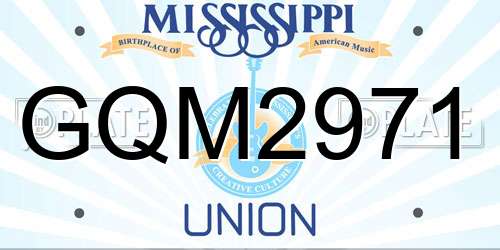 GQM2971 Mississippi License Plate