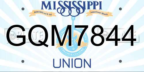 GQM7844 Mississippi License Plate